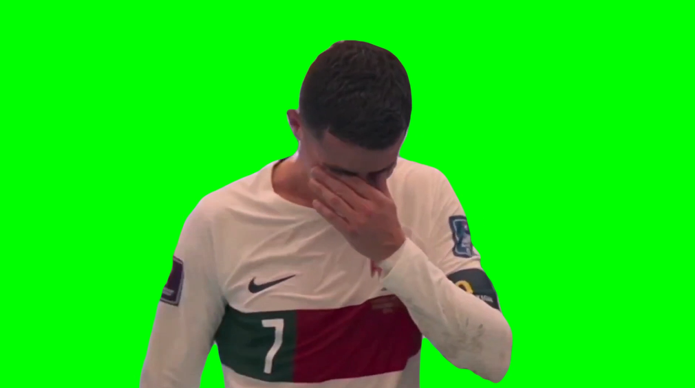 Cristiano Ronaldo Crying  After Portugal Loss (Green Screen)