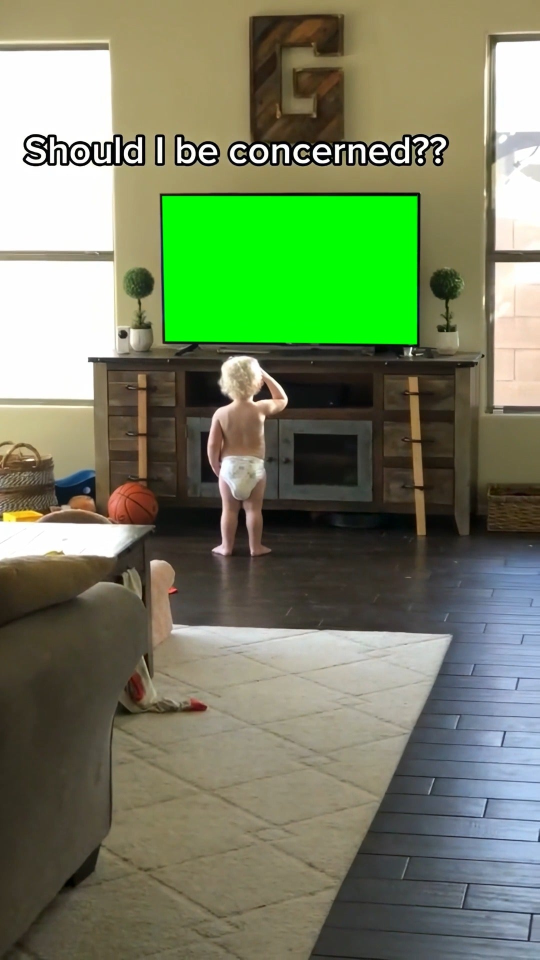 Baby Saluting at TV meme (Green Screen)