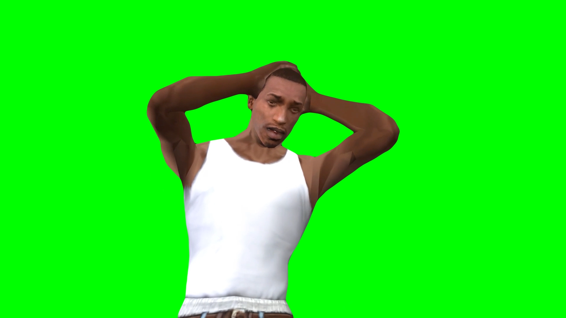 CJ Shocked hands on head meme - GTA San Andreas  (Green Screen)