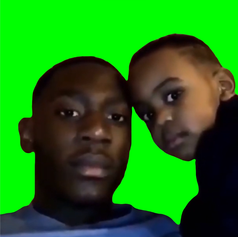 Father and Son Looking at Each Other (Green Screen)