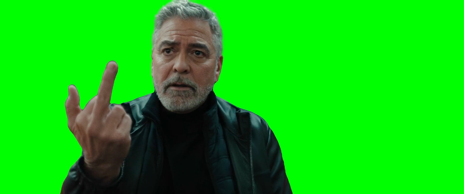 George Clooney Showing the Middle Finger to Brad Pitt meme - Wolfs (Green Screen)