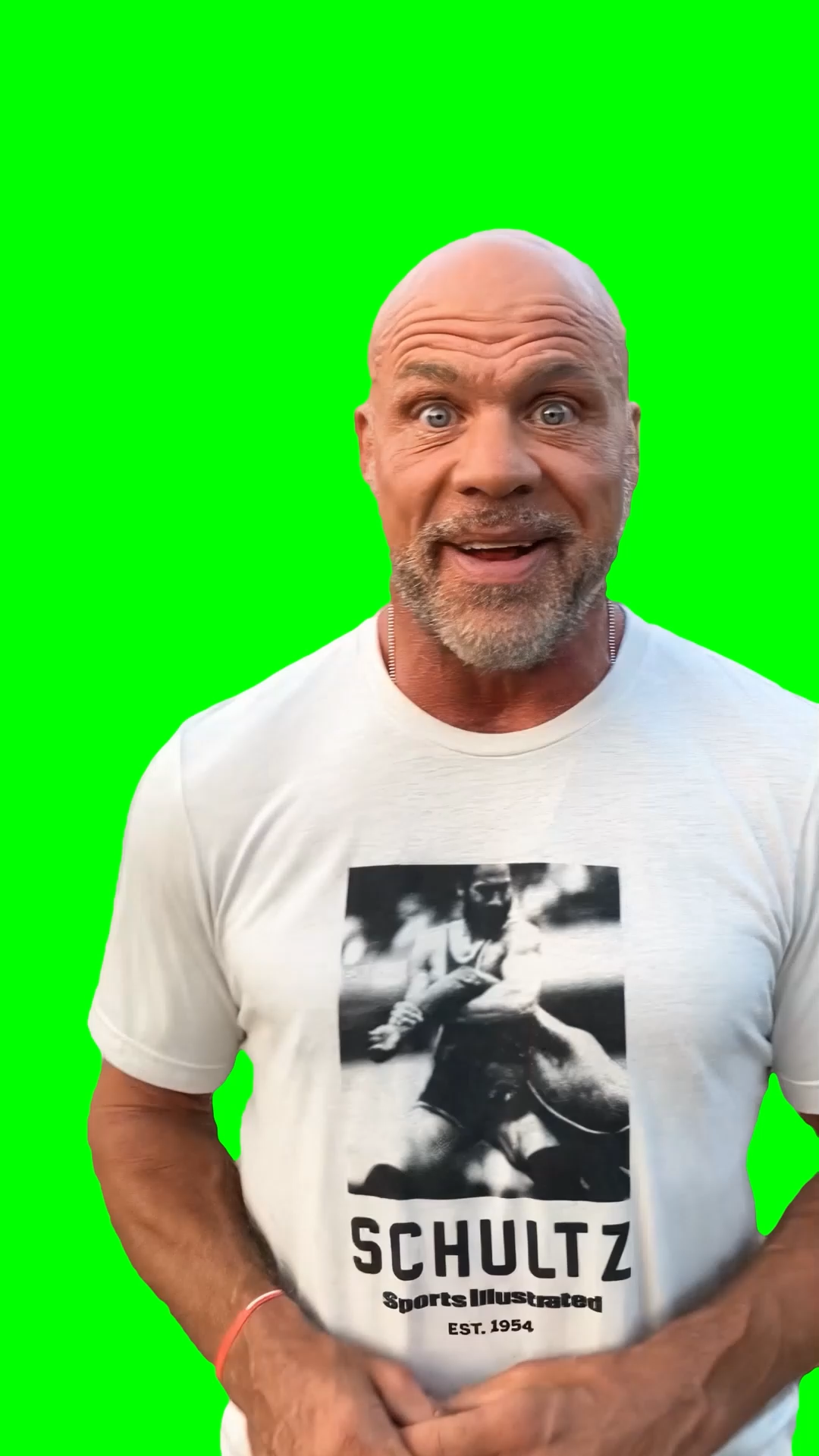 Kurt Angle Thousand Yard Stare - Bald bearded staring guy TikTok meme (Green Screen)