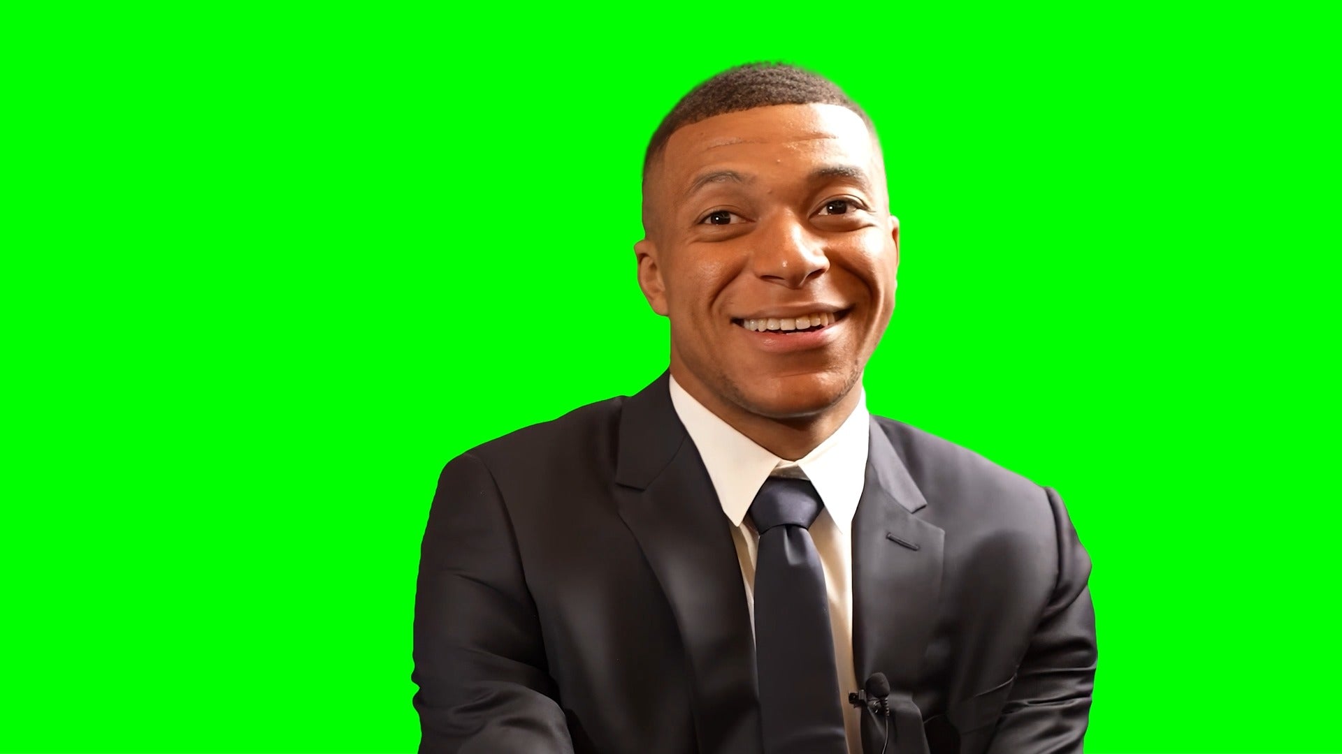 Kylian Mbappe Laughing and then Looking Serious meme - (Green Screen)