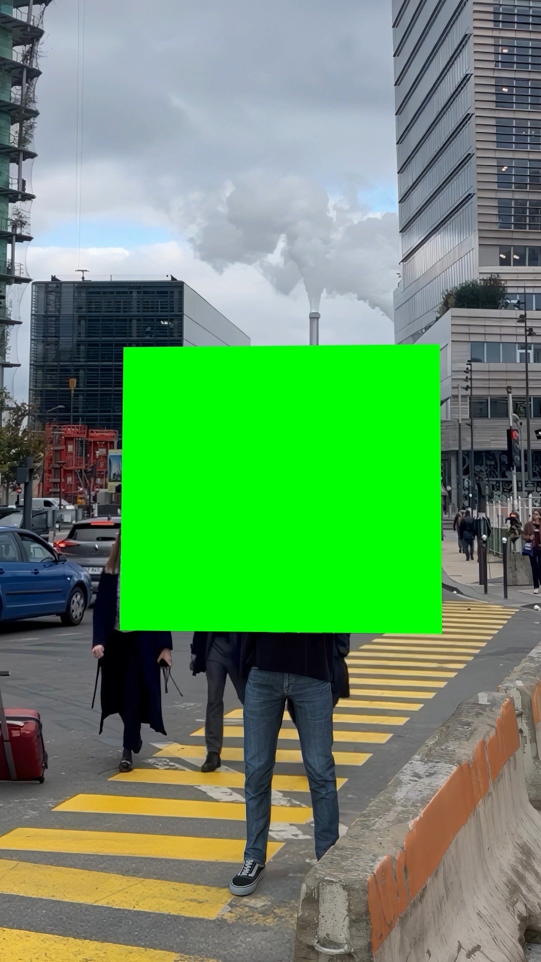 Man showing a Painting on the Street meme (Green Screen)