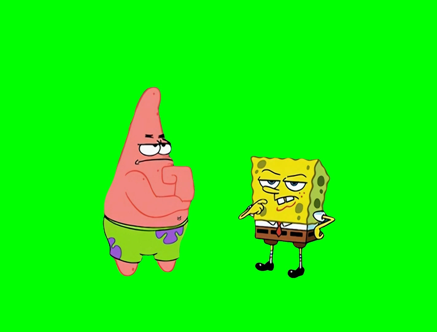 SpongeBob and Patrick Thinking meme - SpongeBob SquarePants (Green Screen)