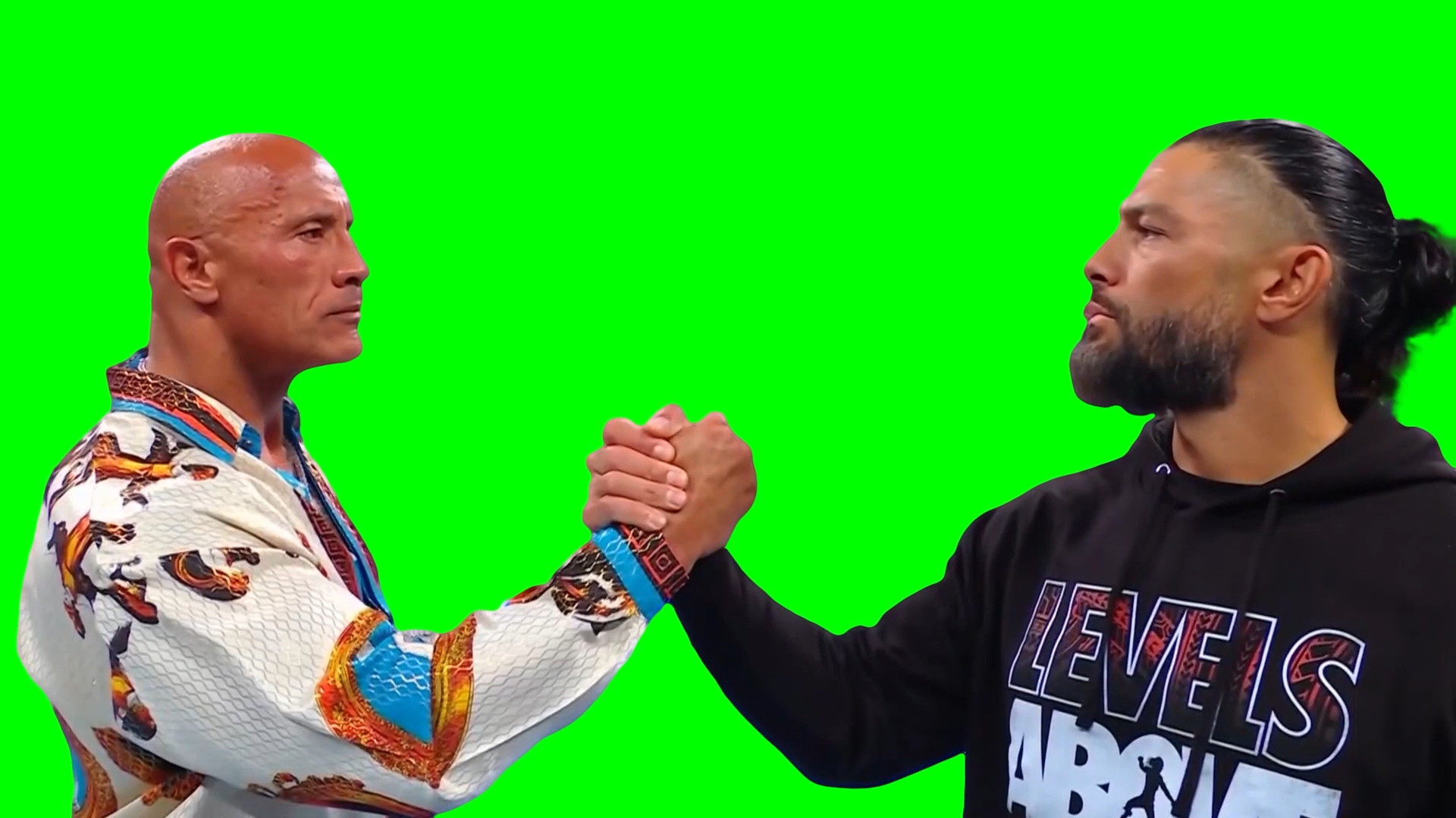 The Rock and Roman Reigns handshake and hug meme - WWE (Green Screen)