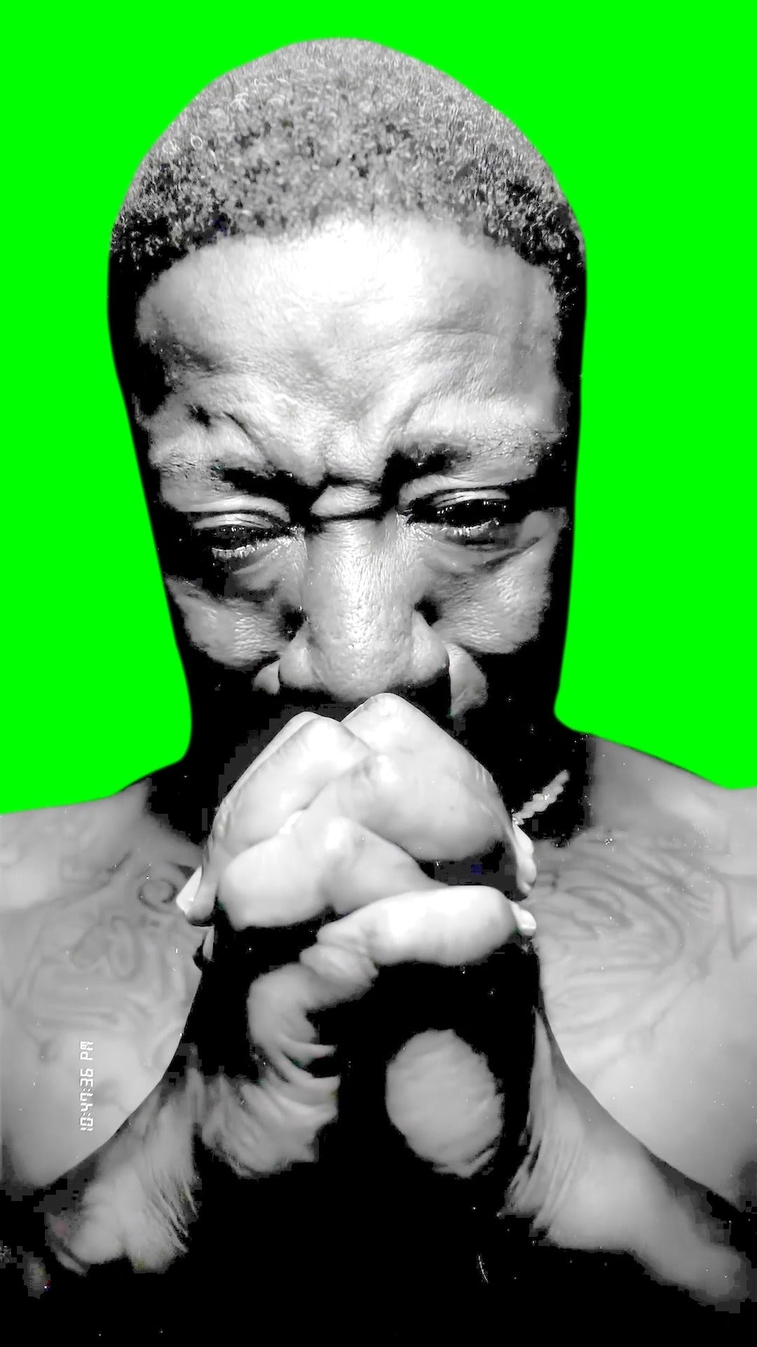 Black Guy Crying and Praying meme (Green Screen)