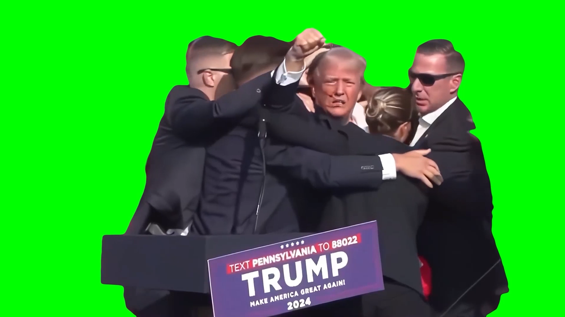 Donald Trump Raising his Fist meme (Green Screen)