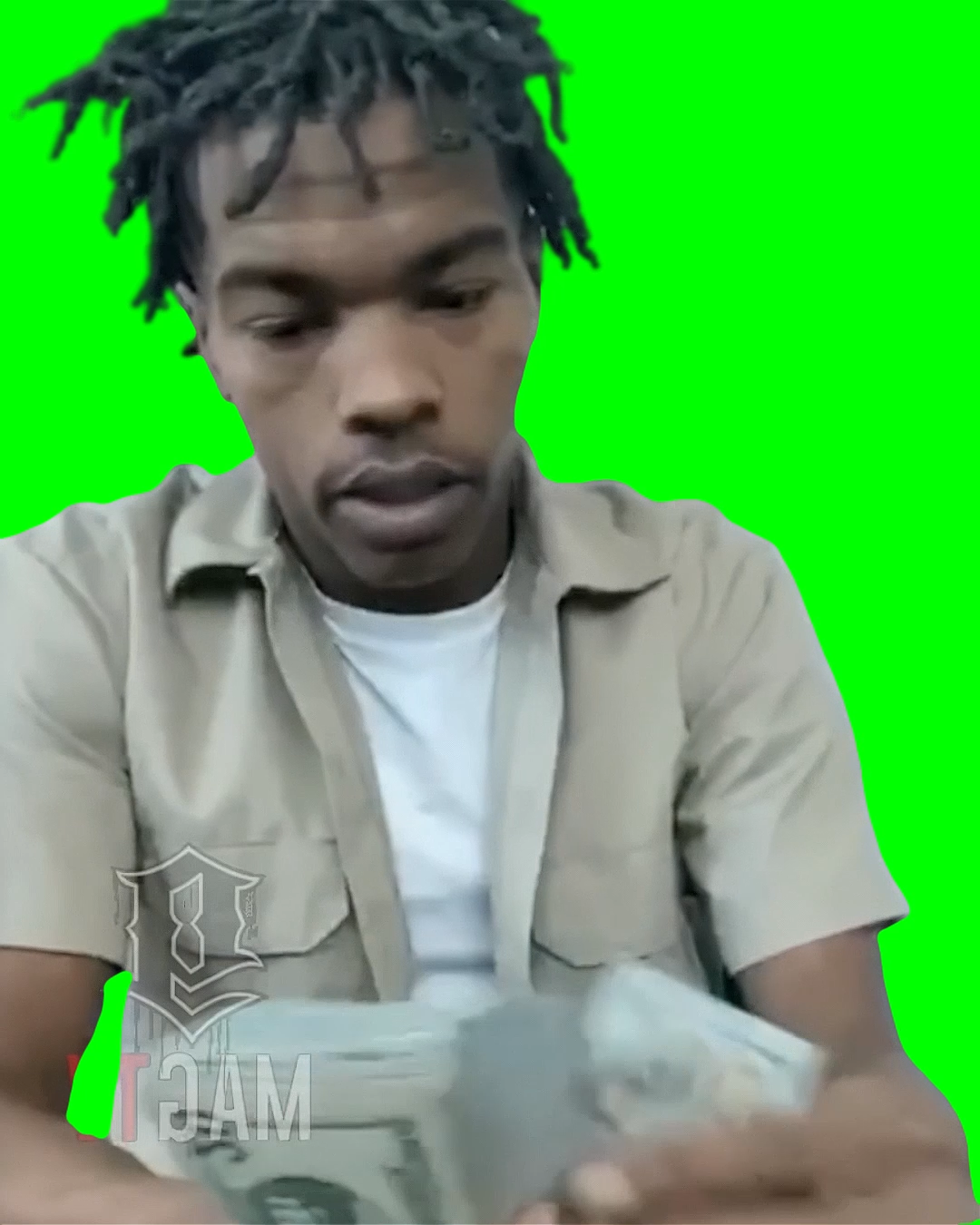Lil Baby Counting Money Fast meme (Green Screen)
