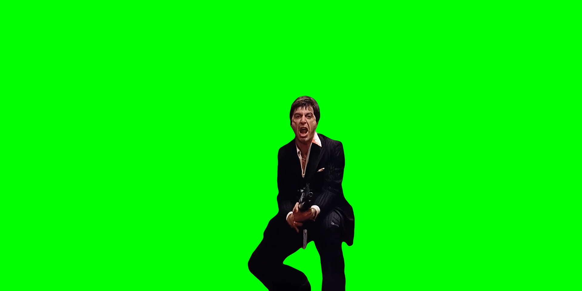 Scarface - SAY HELLO TO MY LITTLE FRIEND! meme (Green Screen)
