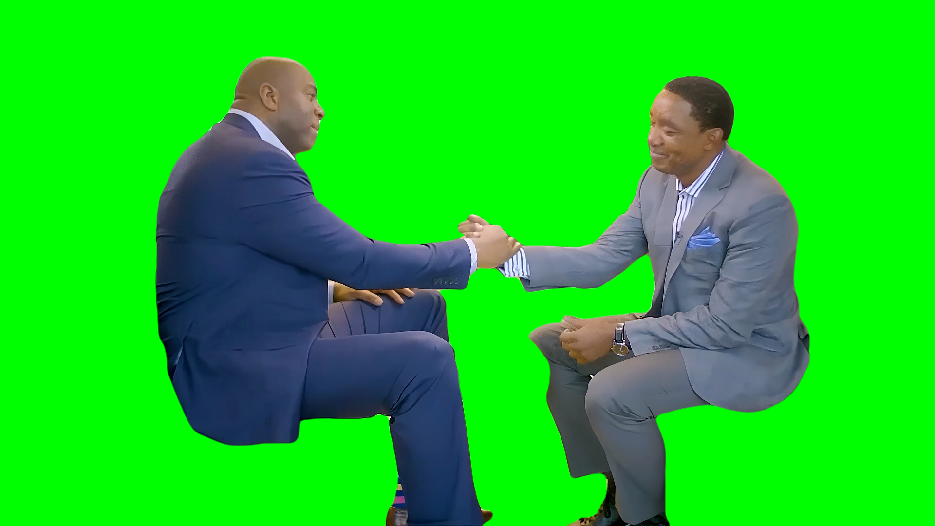 Magic Johnson and Isiah Thomas Forgiving Each Other NBA meme (Green Screen)