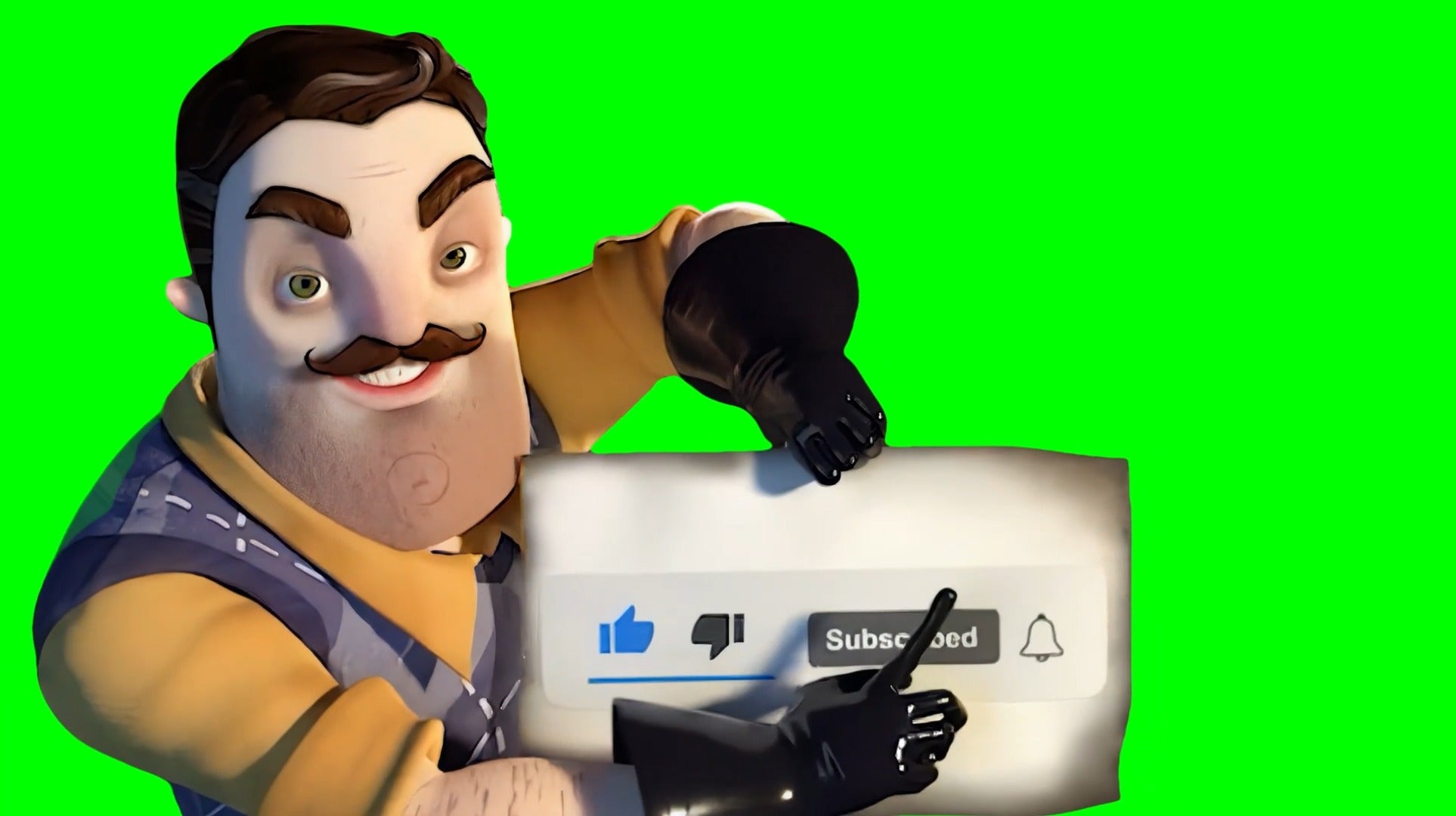 Hello Neighbor Subscribe Button meme (Green Screen)