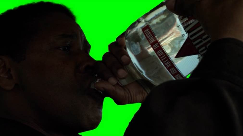 Denzel Washington drinking meme - Flight movie (Green Screen)