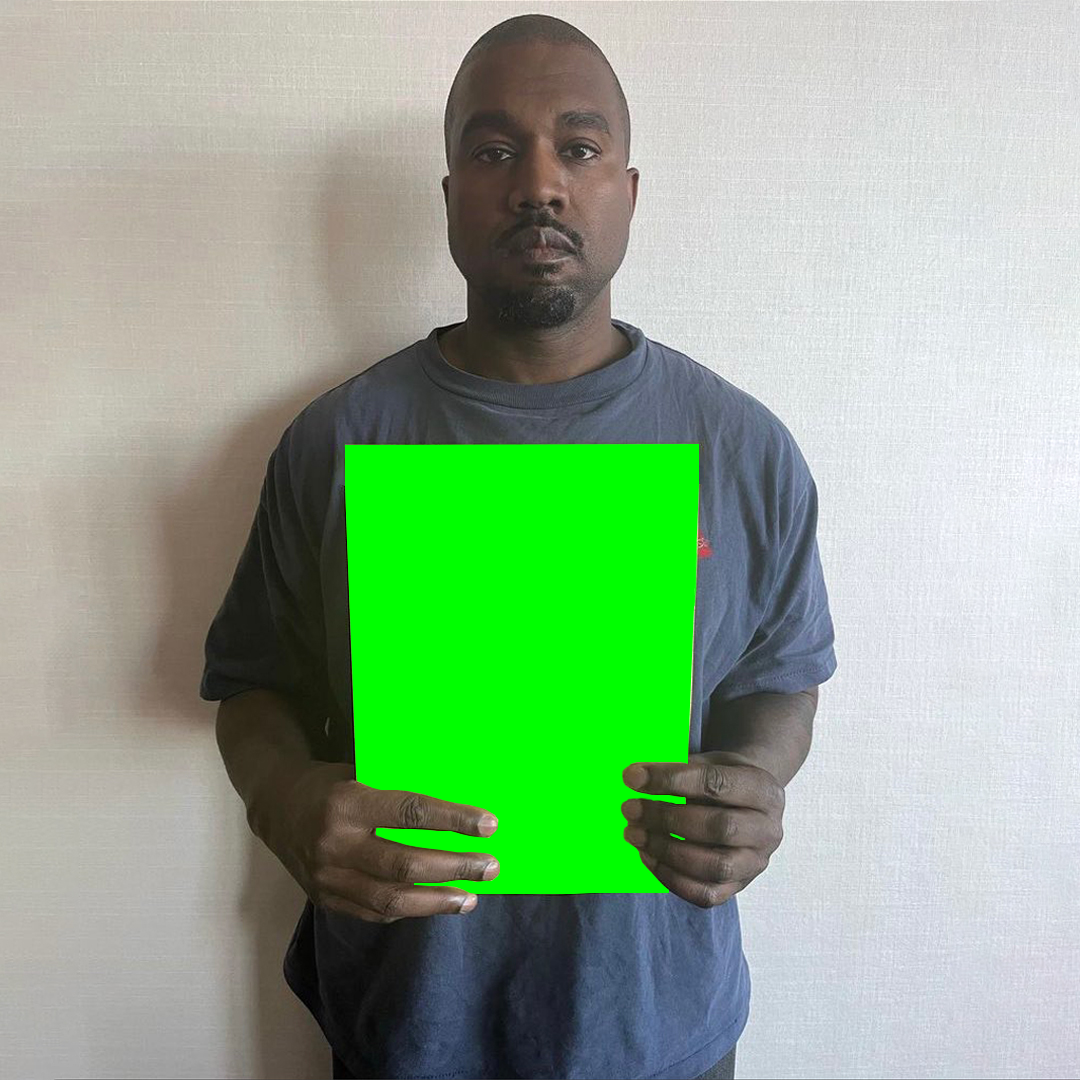 Kanye West Holding Paper Notepad meme (Green Screen)