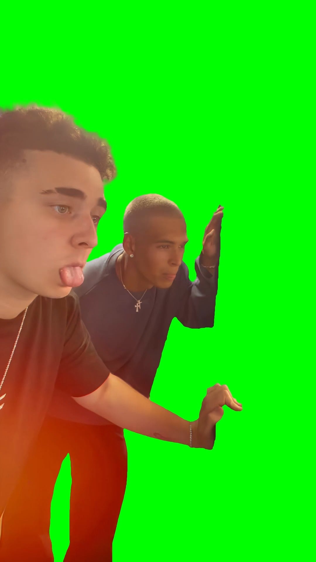 Marlon and FaZe Lacy Looking At Vikkstar meme (Green Screen)