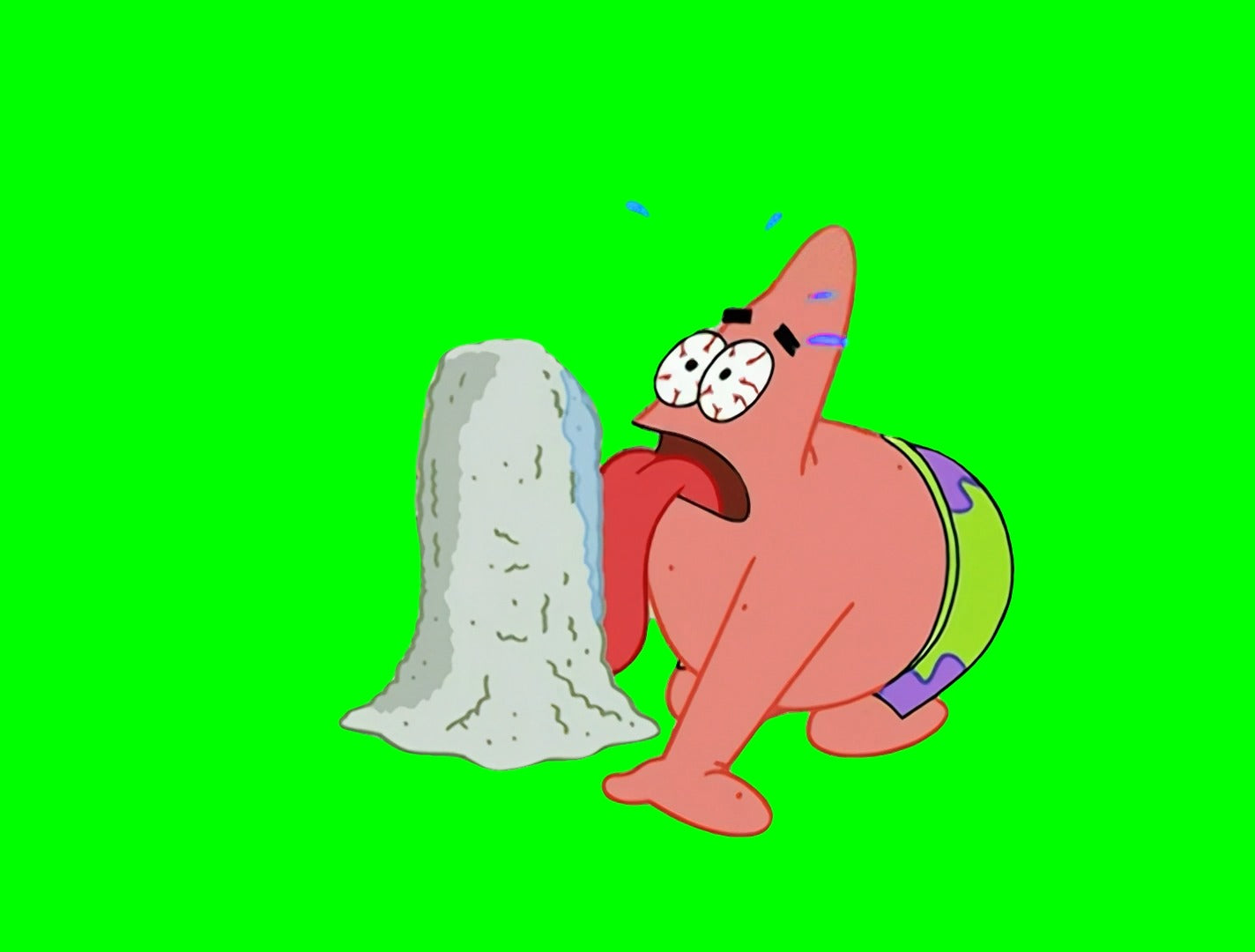 Patrick Licking Sand meme - SpongeBob SquarePants (Green Screen)