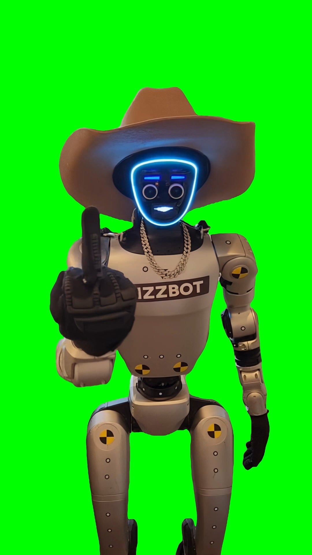 Rizzbot Middle Finger meme (Green Screen)