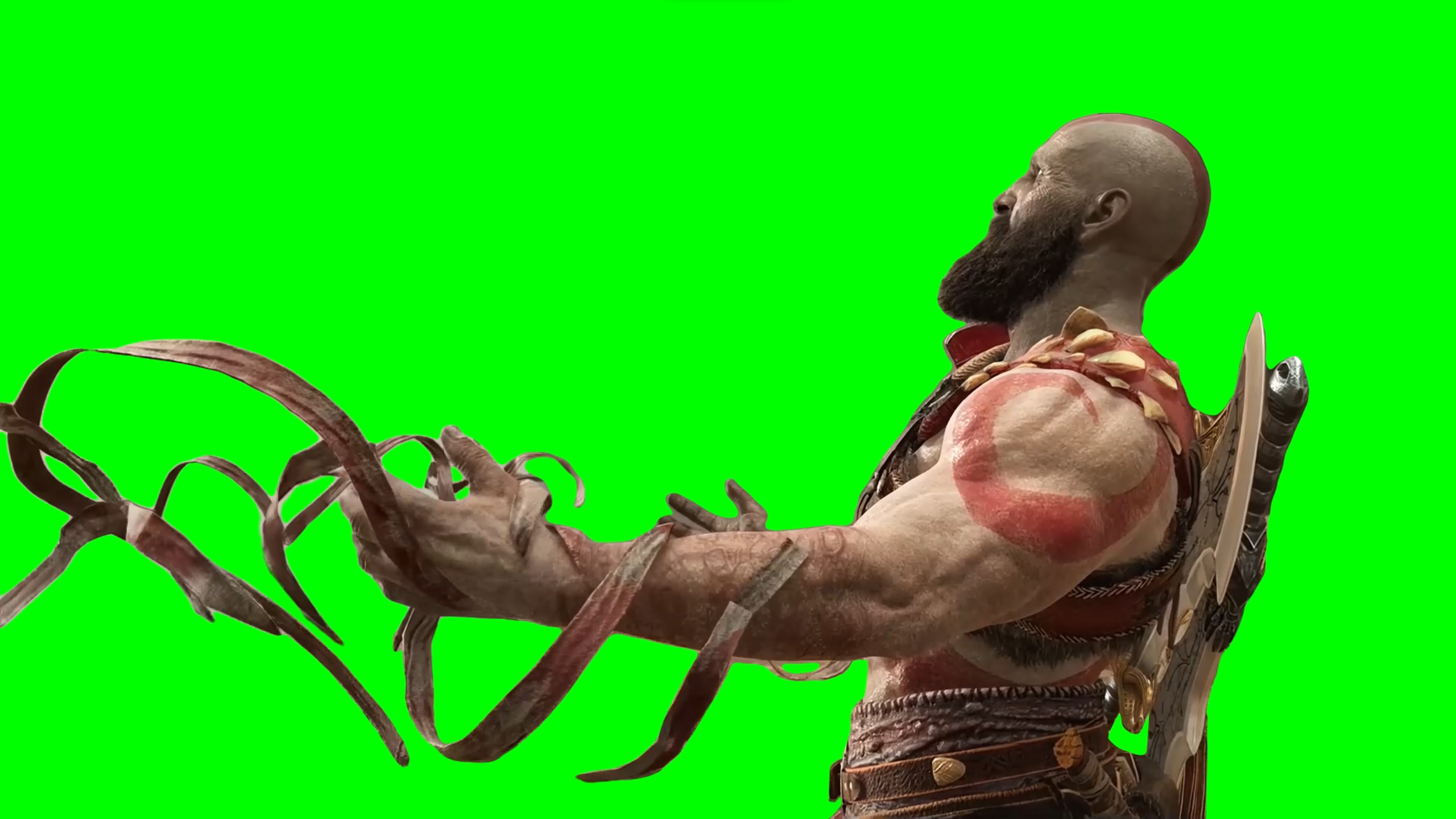 Kratos removing his arm bandages - God of War 2018 (Green Screen)