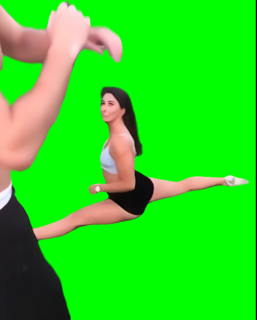 Girl does a backflip and split at the same time (Green Screen)