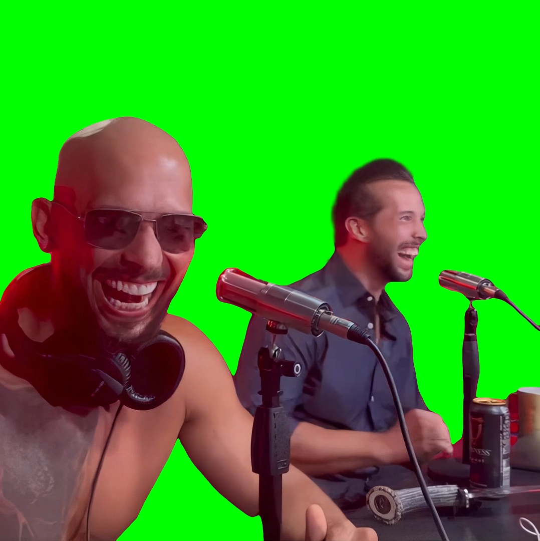 Andrew Tate and Tristan Tate Laughing meme (Green Screen)