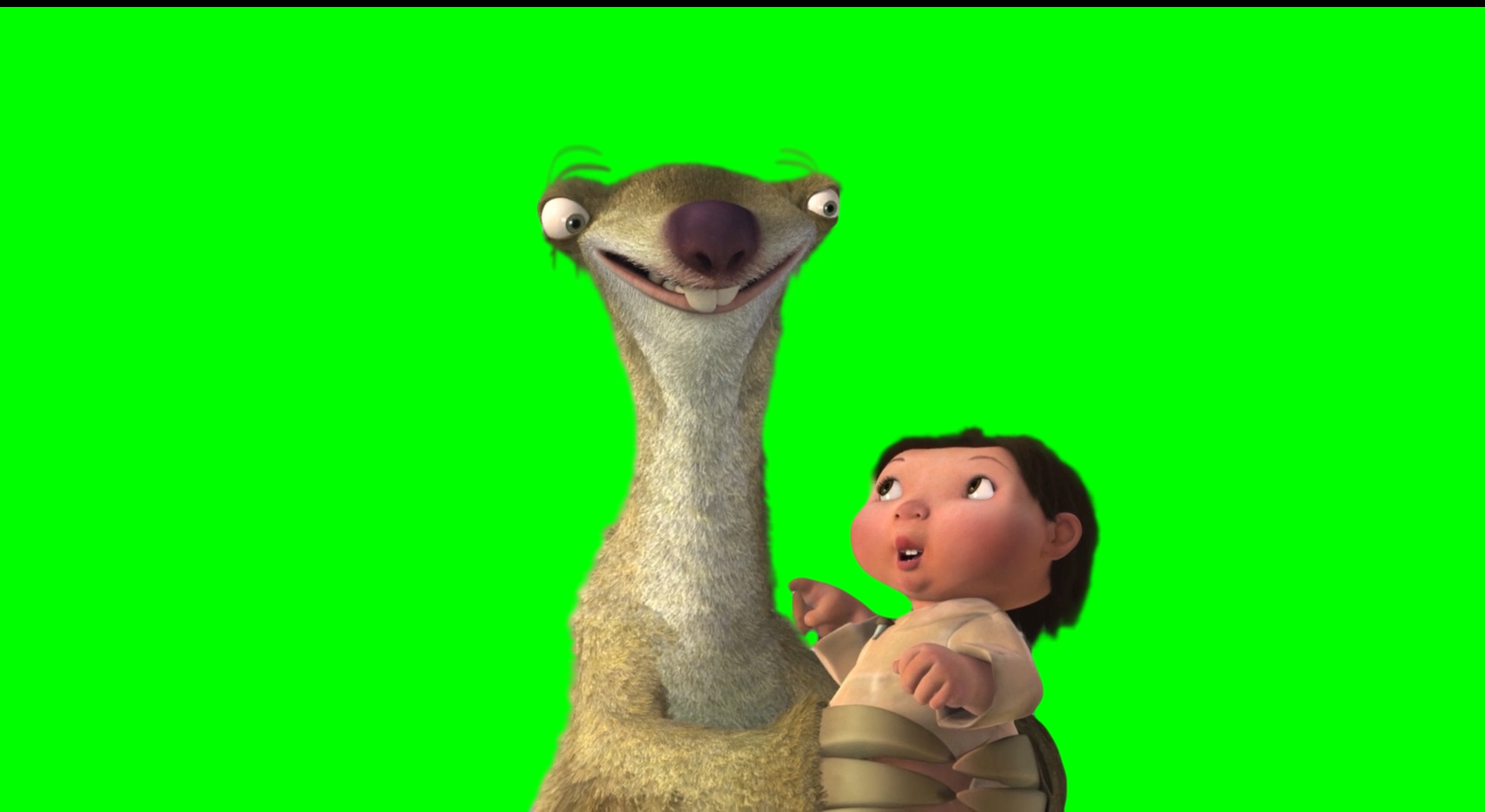 Sid and Ice Age Baby Poking Each Other meme (Green Screen)