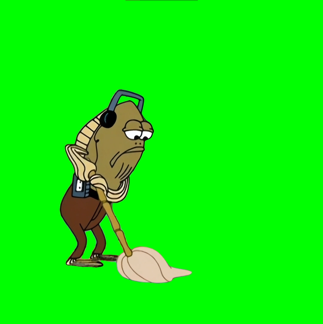 Fred the Fish Mopping the Floor meme - SpongeBob SquarePants (Green Screen)
