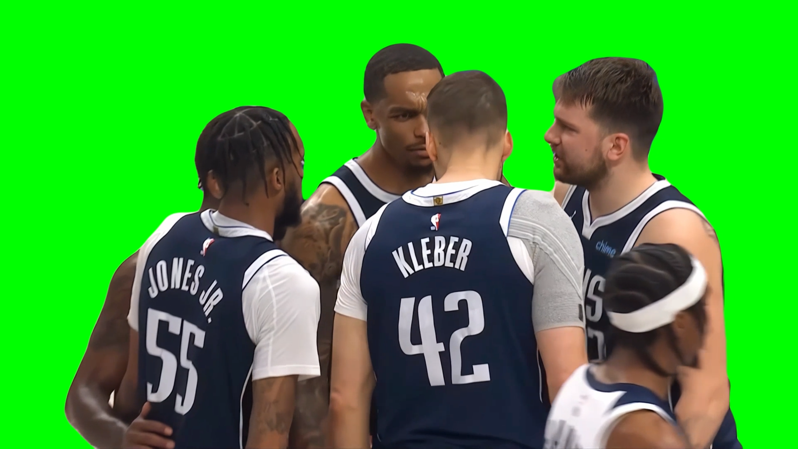 Dallas Mavericks screaming at Maxi Kleber to join huddle NBA meme (Green Screen)