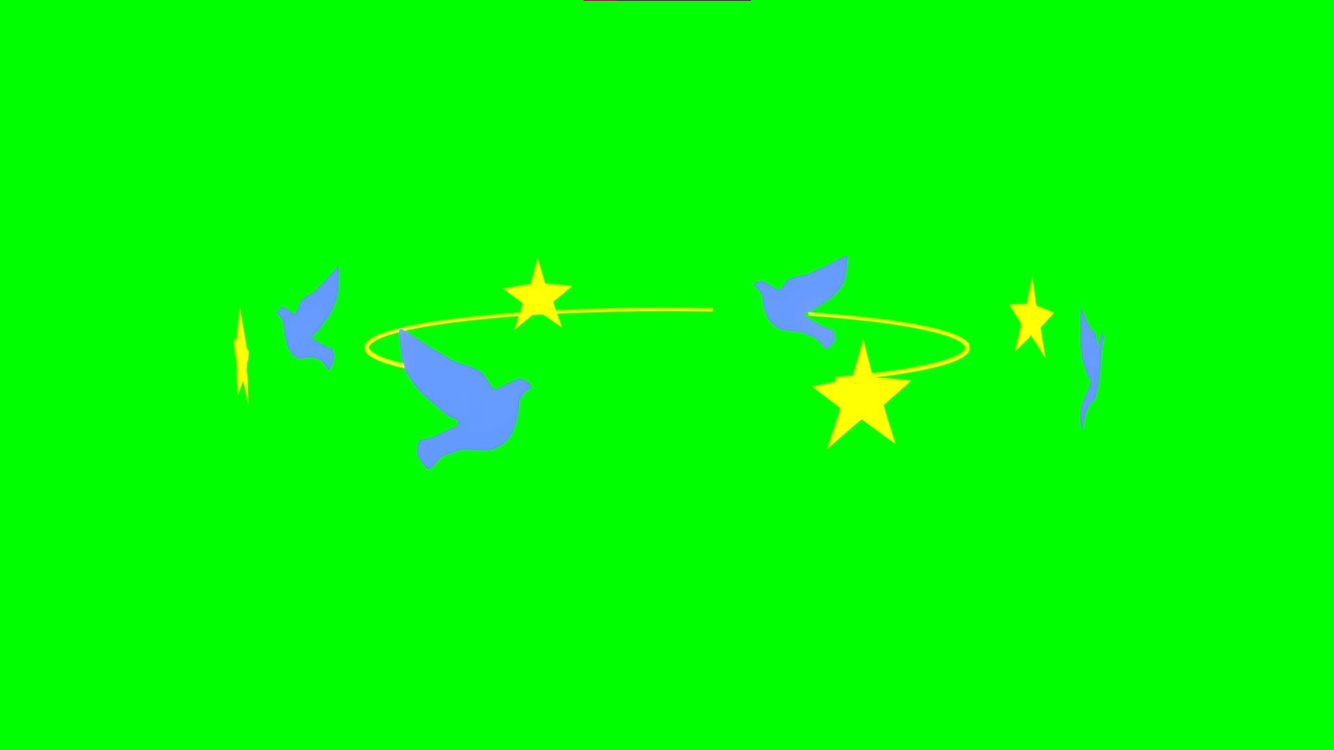 Dizzy Birds Chirping and Seeing Stars after falling effect (Green Screen)