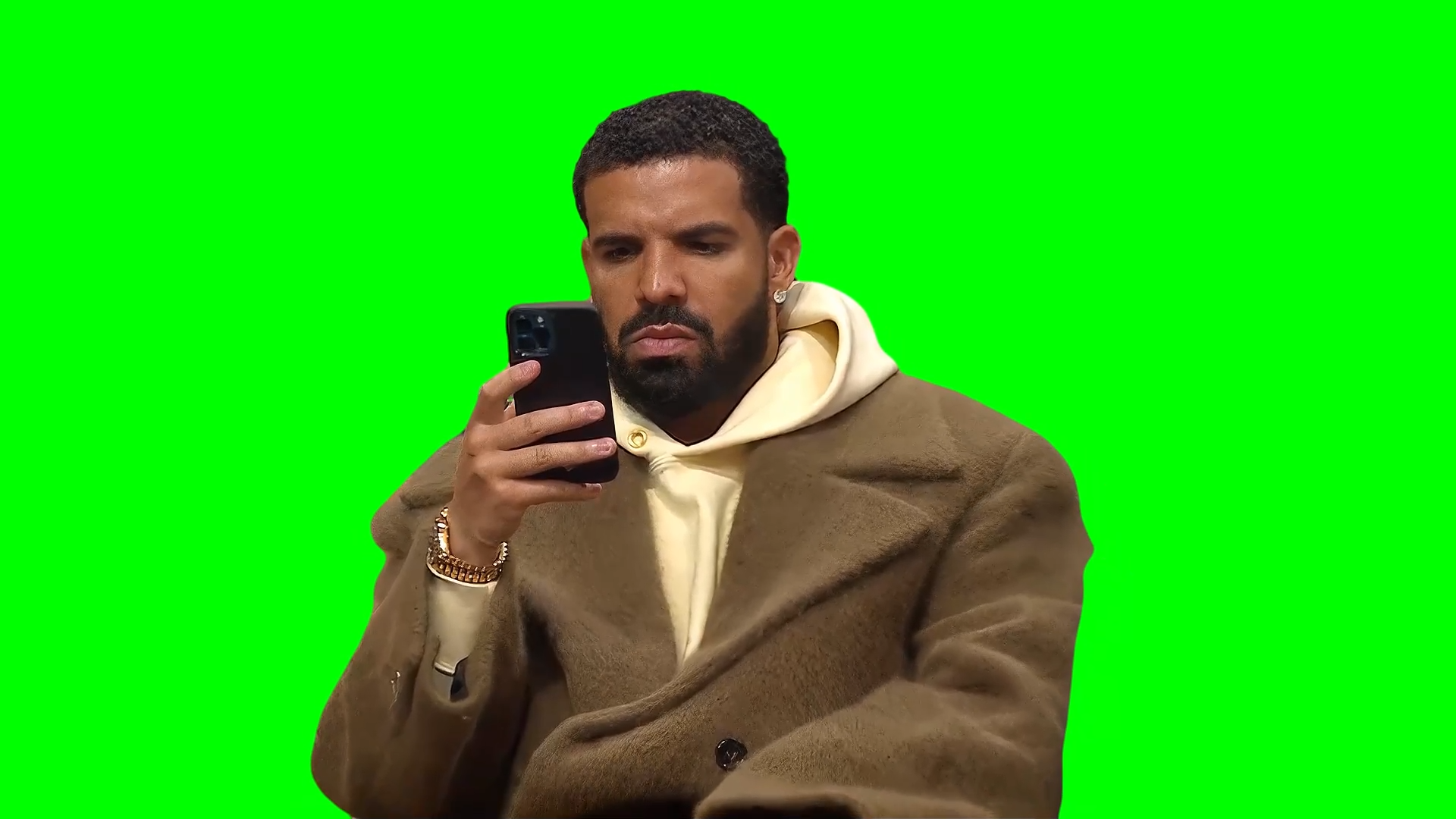 Drake Looking at His Phone meme (Green Screen)