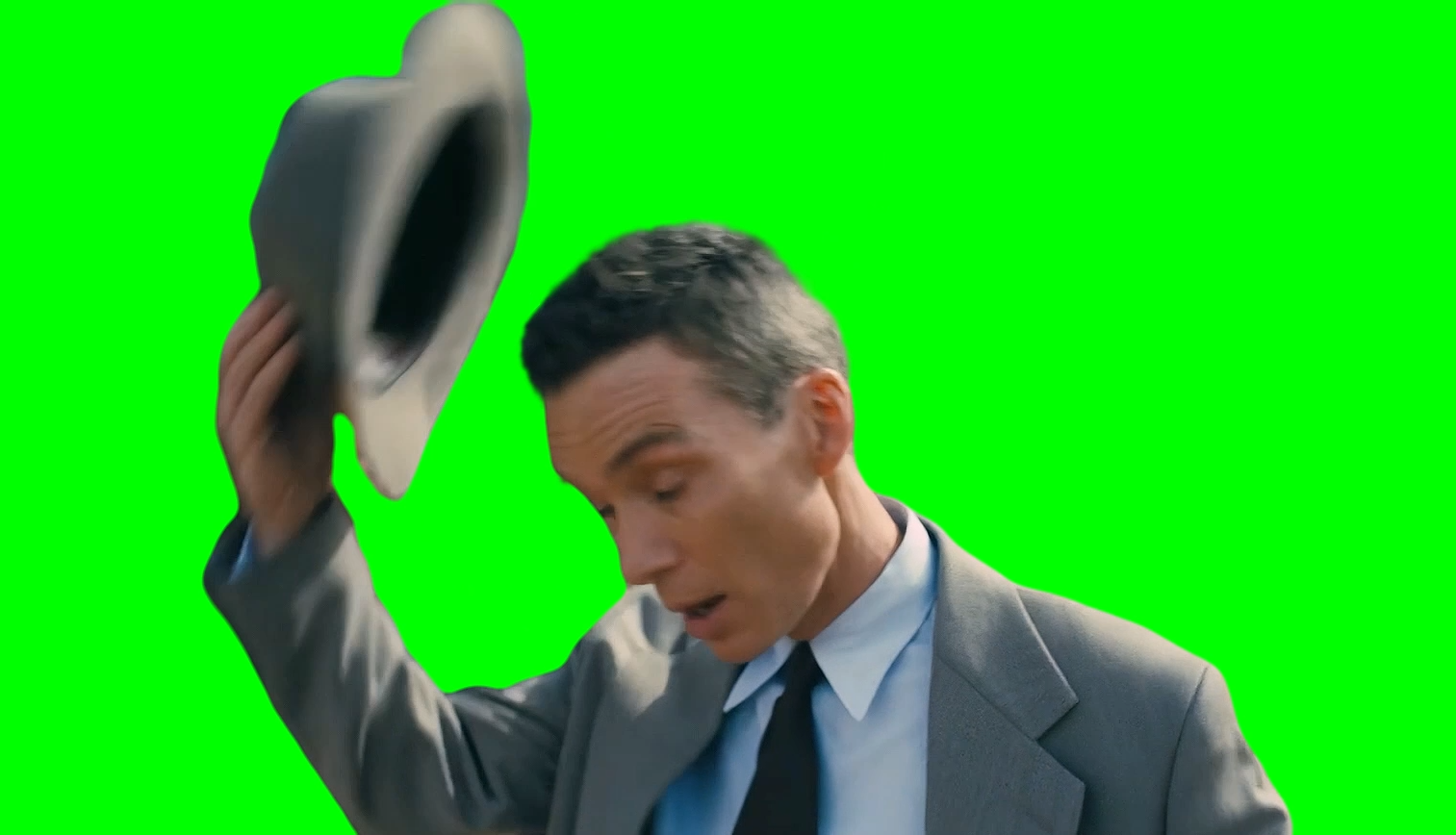 Oppenheimer taking his Hat Off (Green Screen)