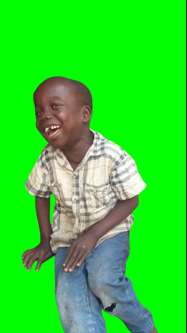 African Boy Crying then Laughing meme (Green Screen)