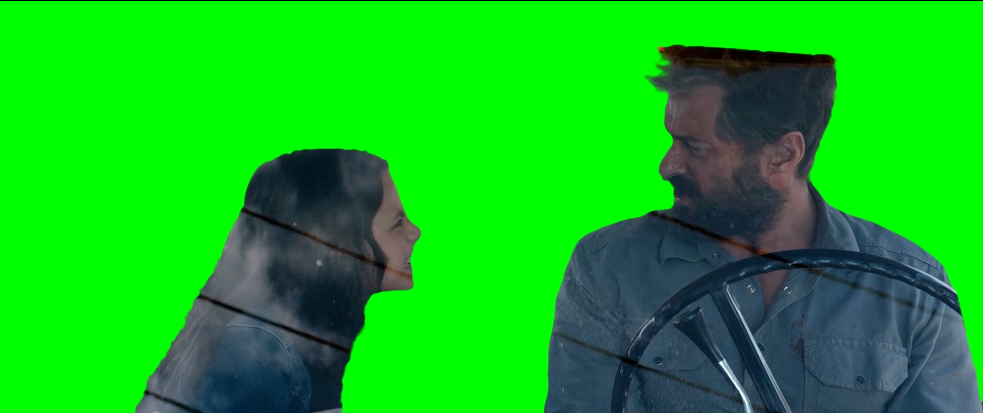 Wolverine telling X-23 to Shut Up meme - Logan movie (Green Screen)