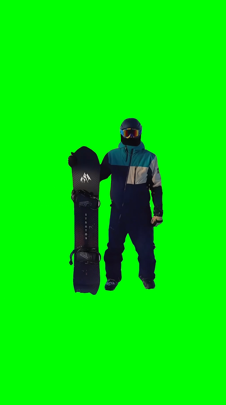 Guy Skiing and Suddenly Stops meme (Green Screen)