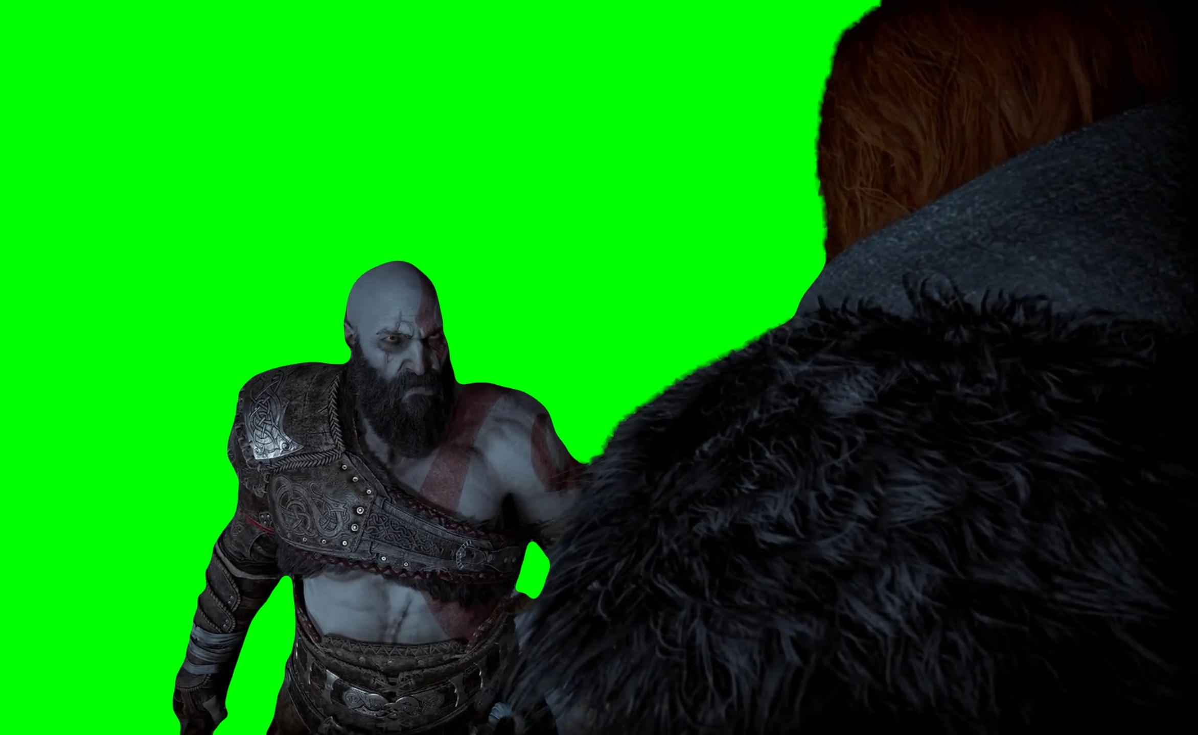 Kratos and Thor staring at each other meme - God of War 5 Ragnarok (Green Screen)