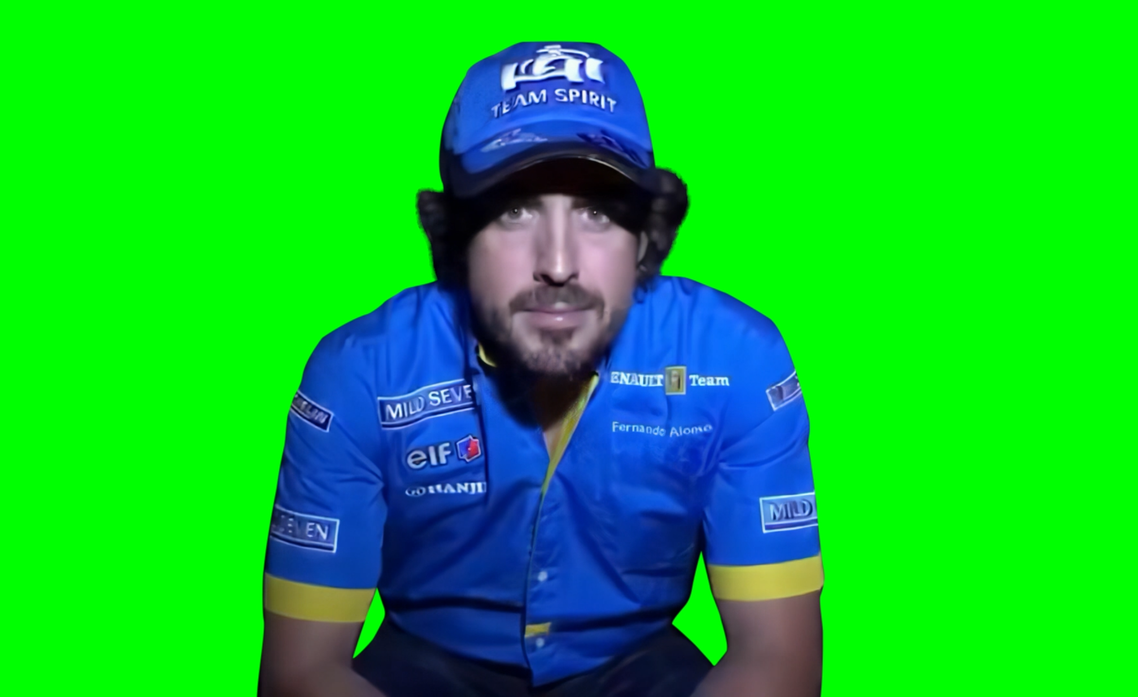 Fernando Alonso Changing Team Uniforms F1 meme (Green Screen)