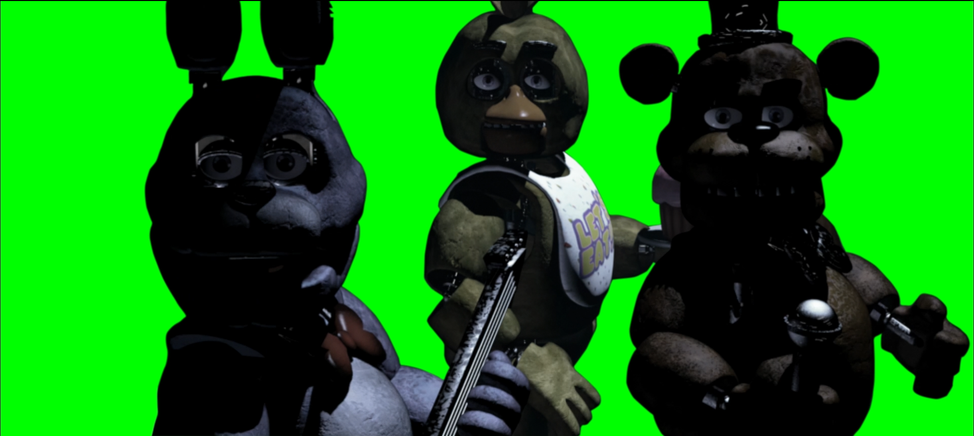 Bonnie, Chica, and Freddy Stare meme - Five Nights At Freddy's (Green Screen)