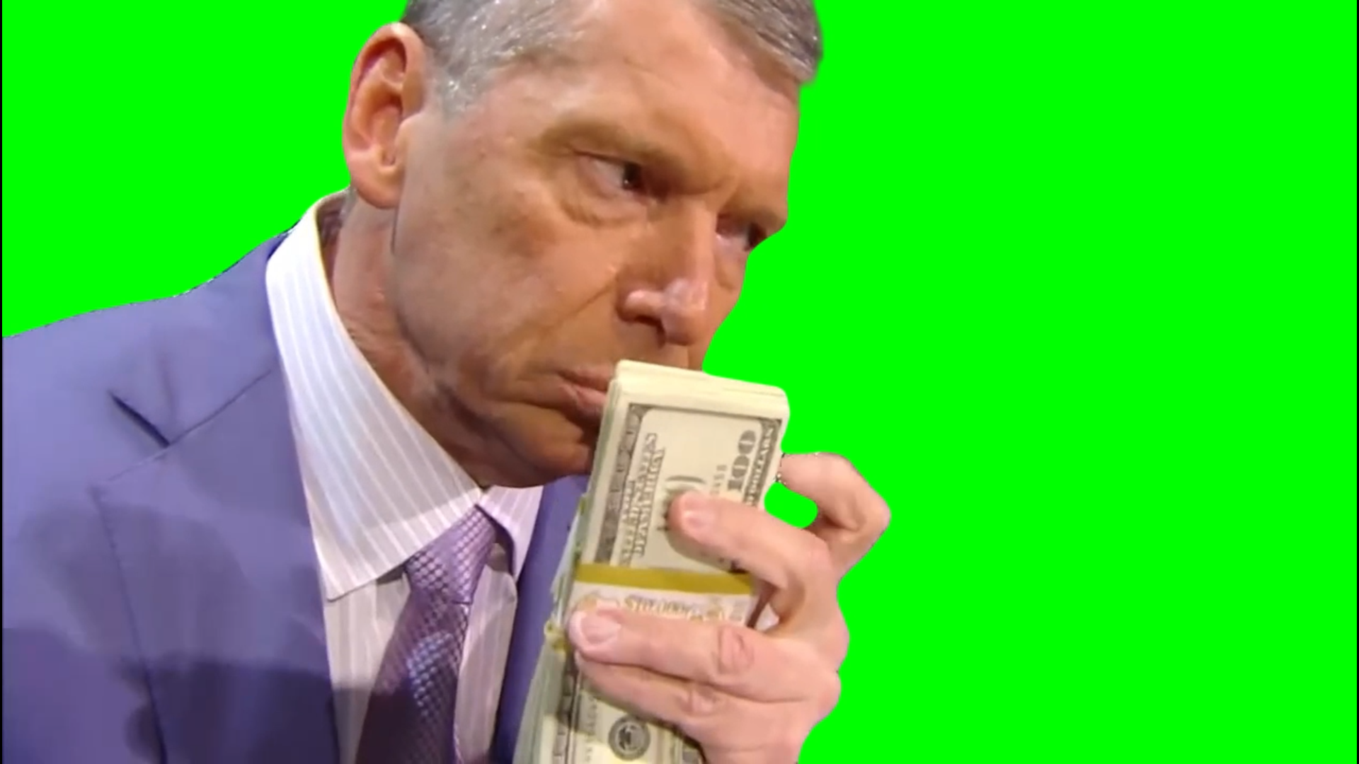 Vince McMahon Smelling Money meme - WWE (Green Screen)