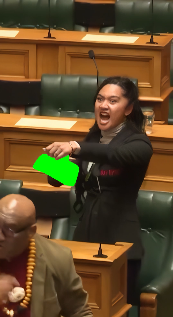 New Zealand MP Tearing Paper and Performing Haka in Parliament meme V2 (Green Screen)