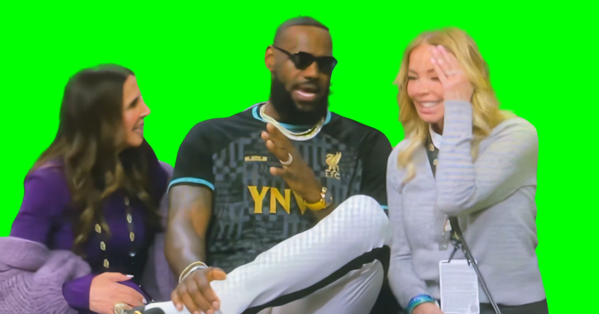 LeBron James Talking To Two Women meme (Green Screen)