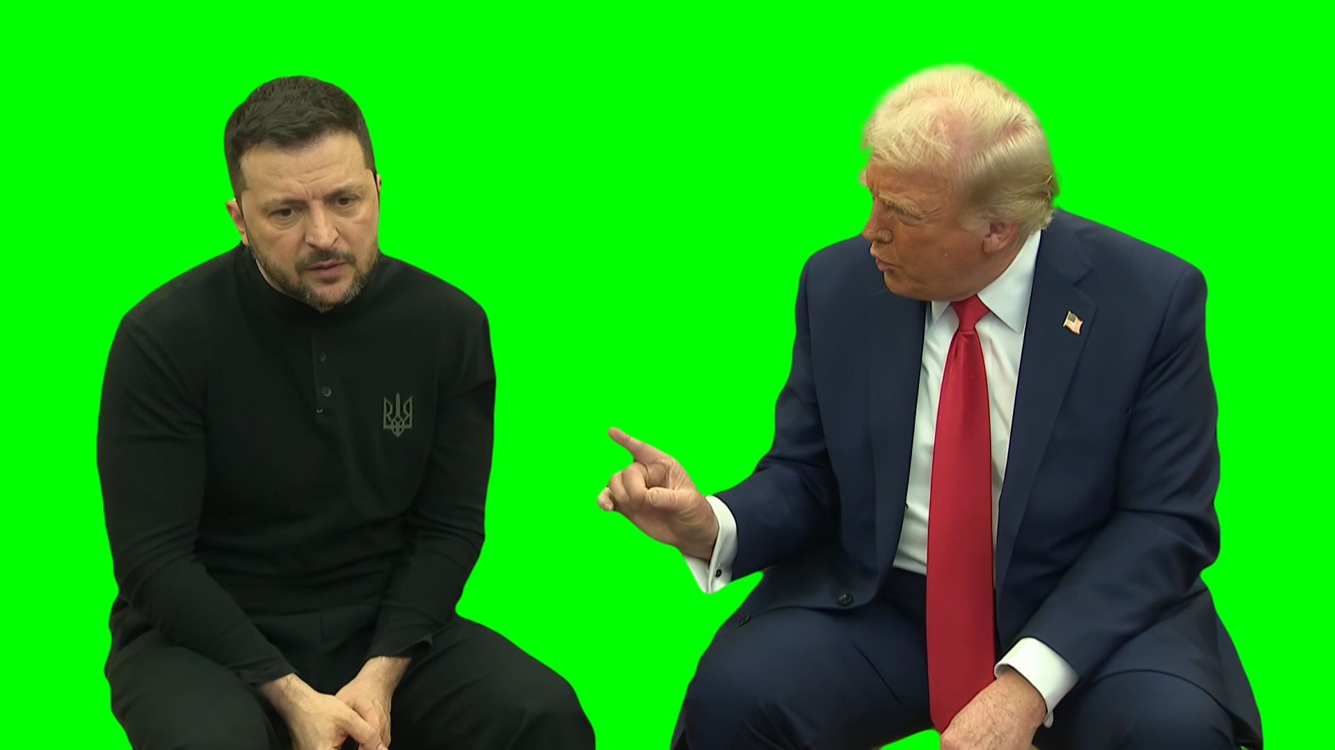 Donald Trump and Zelensky Arguing meme (Green Screen)