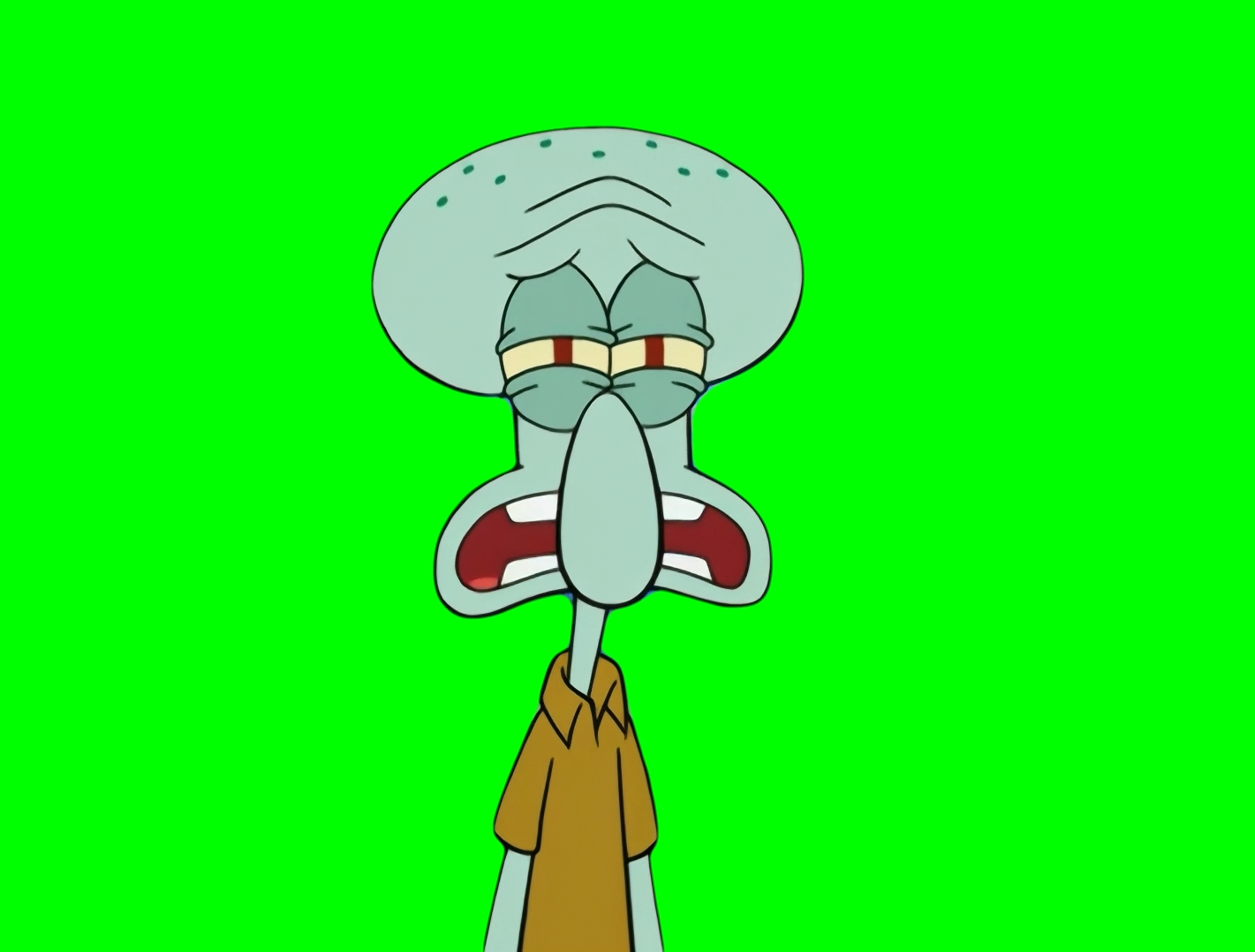 Squidward crying to SpongeBob SquarePants meme  (Green Screen)