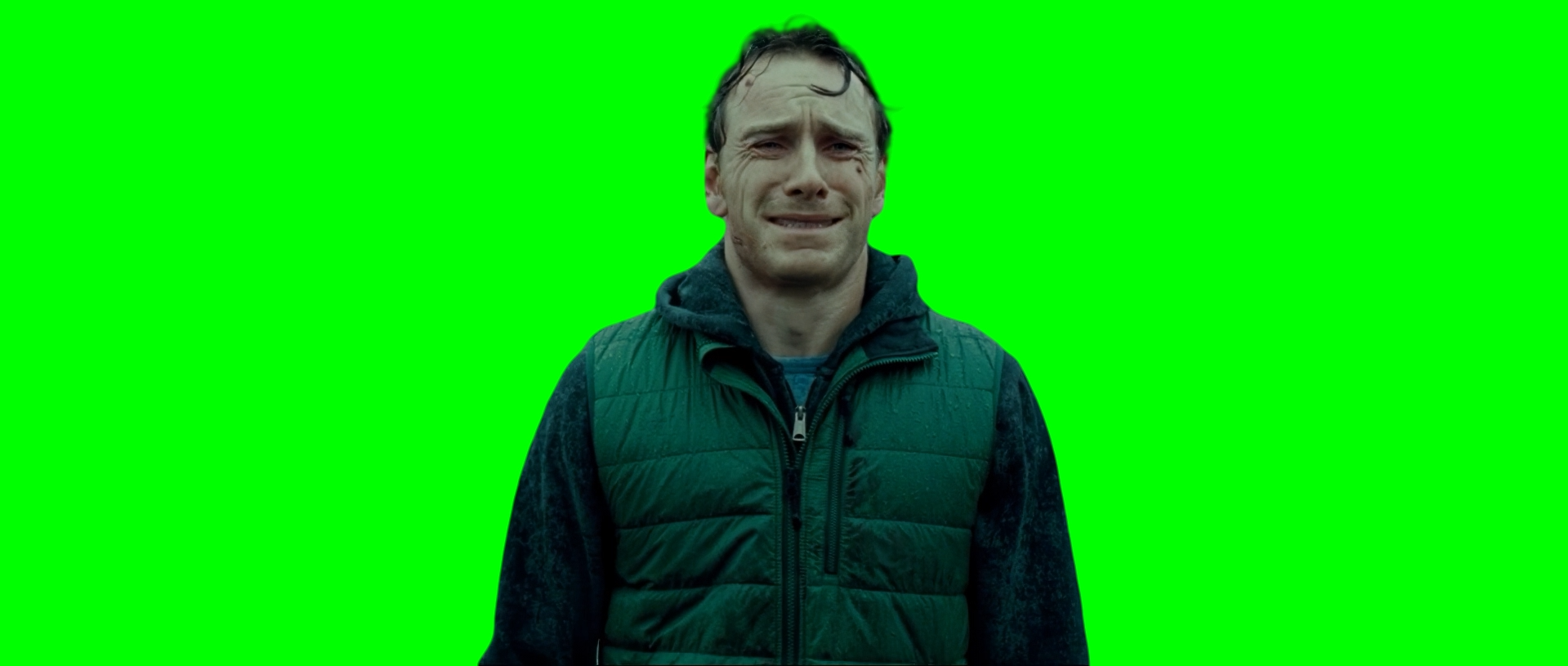 Michael Fassbender crying in Rain meme - Shame  (Green Screen)