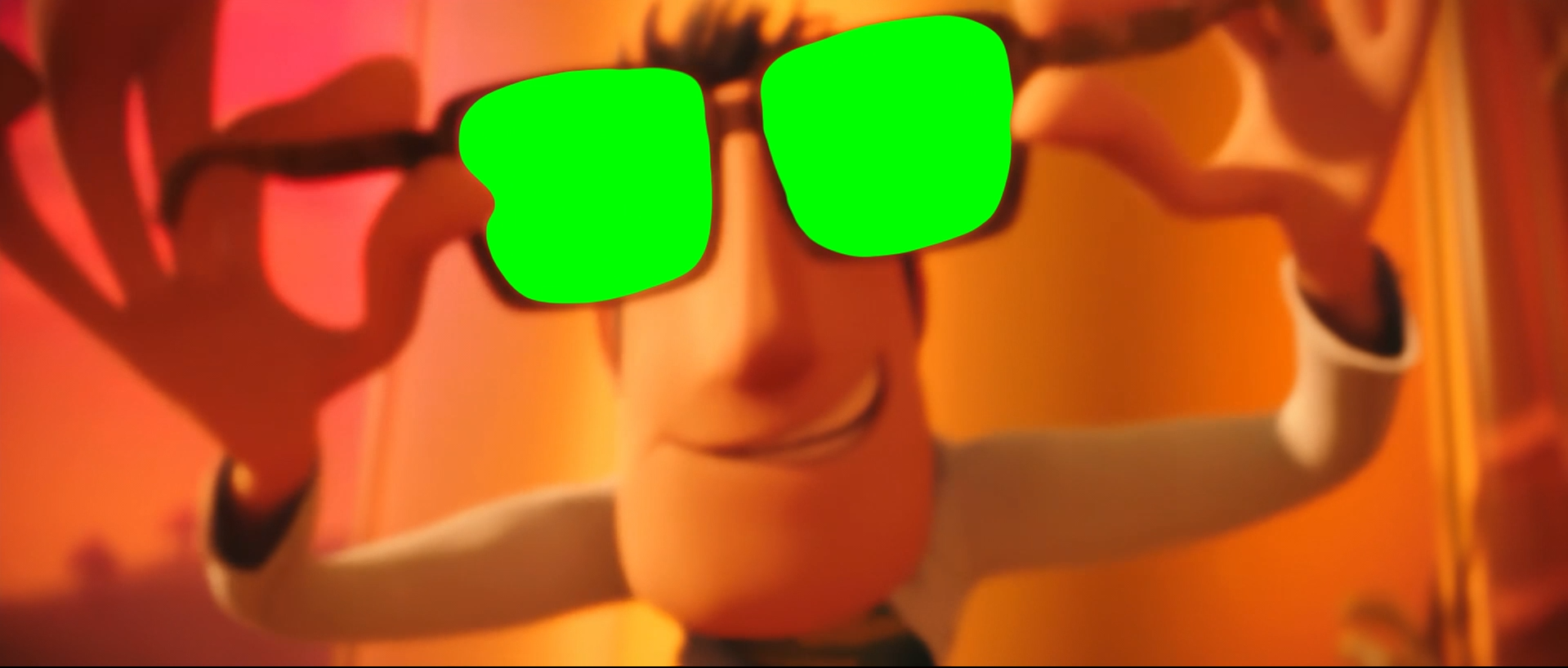 Cloud With A Chance Of Meatballs Glasses meme (Green Screen)