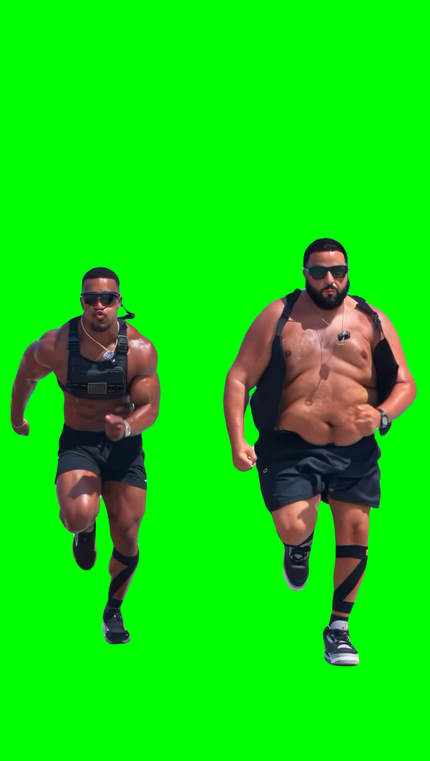 DJ Khaled and Ashton Hall running meme  (Green Screen)