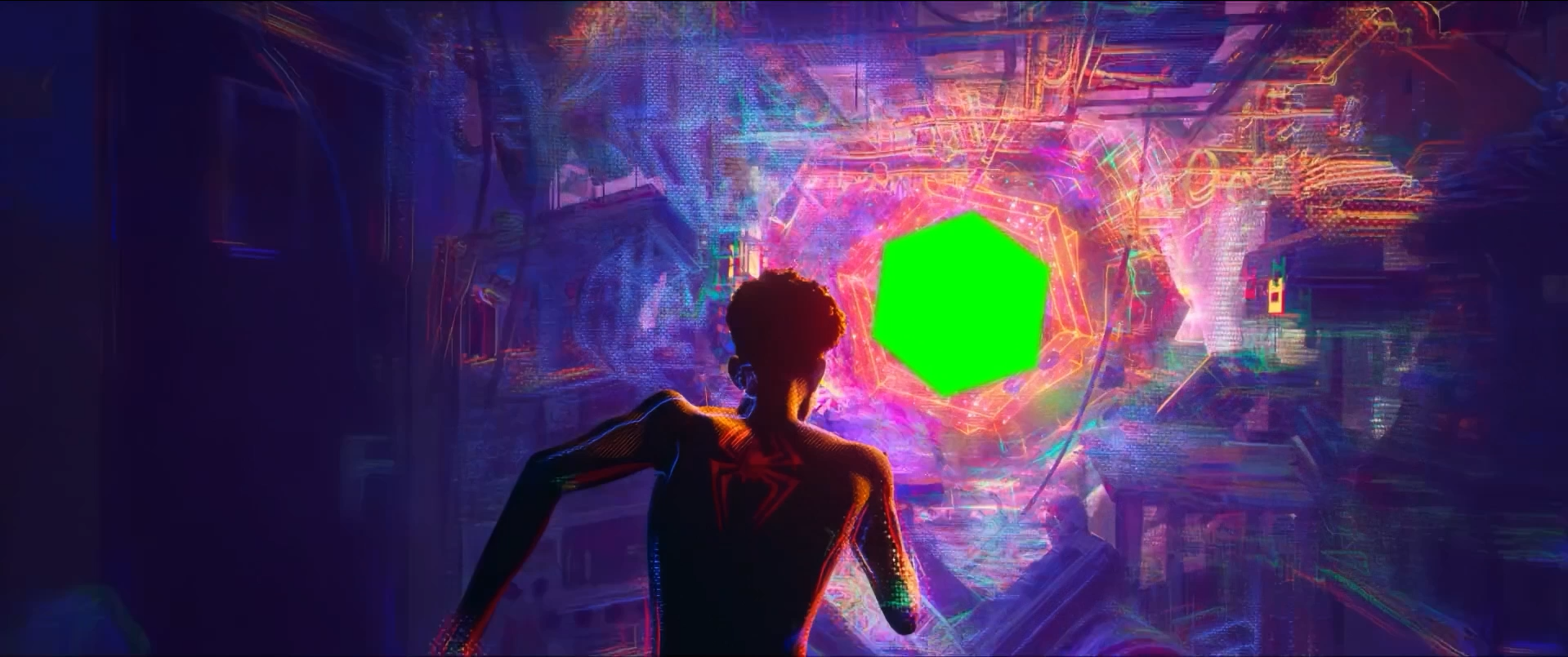 Miles Morales running into a Portal meme - Spider-Man: Across the Spider-Verse V2 (Green Screen)