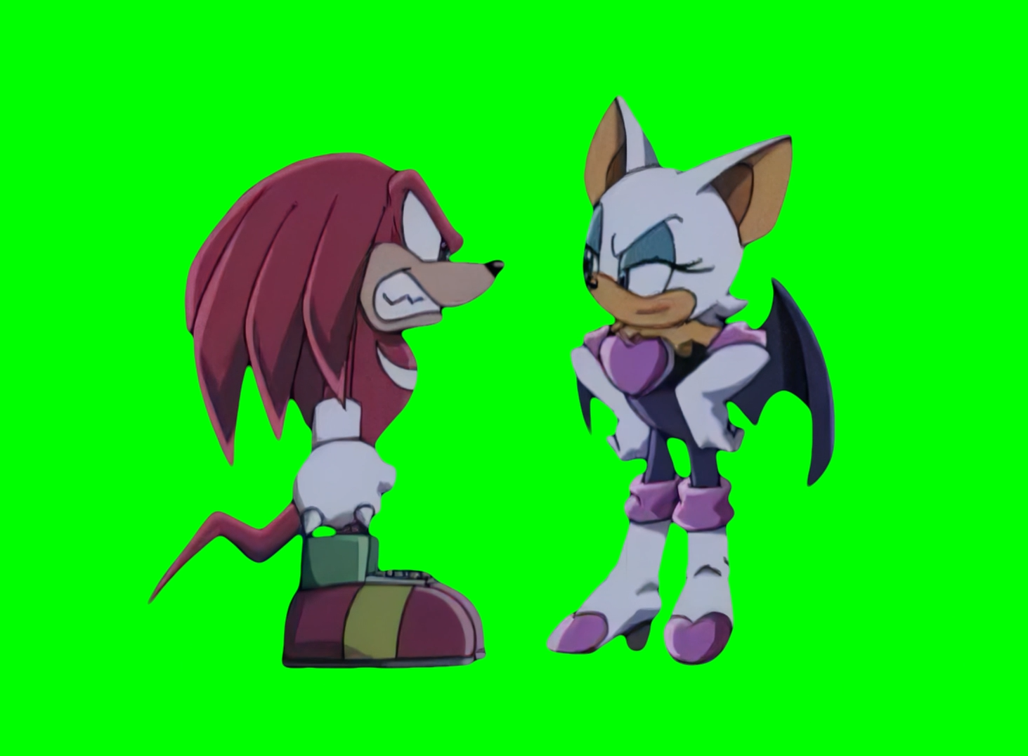 Knuckles Arguing With Rouge meme - Sonic X  (Green Screen)