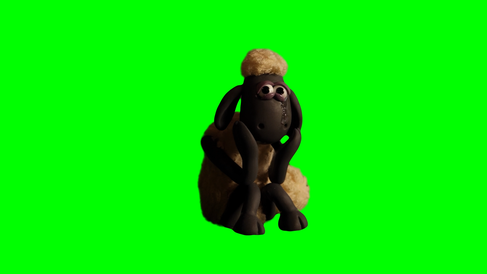 Shaun the Sheep Crying meme (Green Screen)