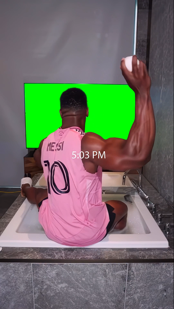 Ashton Hall Throwing a Ball at TV Screen and Crying meme V2 (Green Screen)