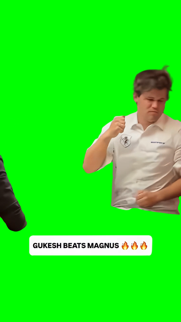 Magnus Carlsen Raging After Losing To Gukesh Dommaraju meme V2 - Norway Chess 2025 (Green Screen)