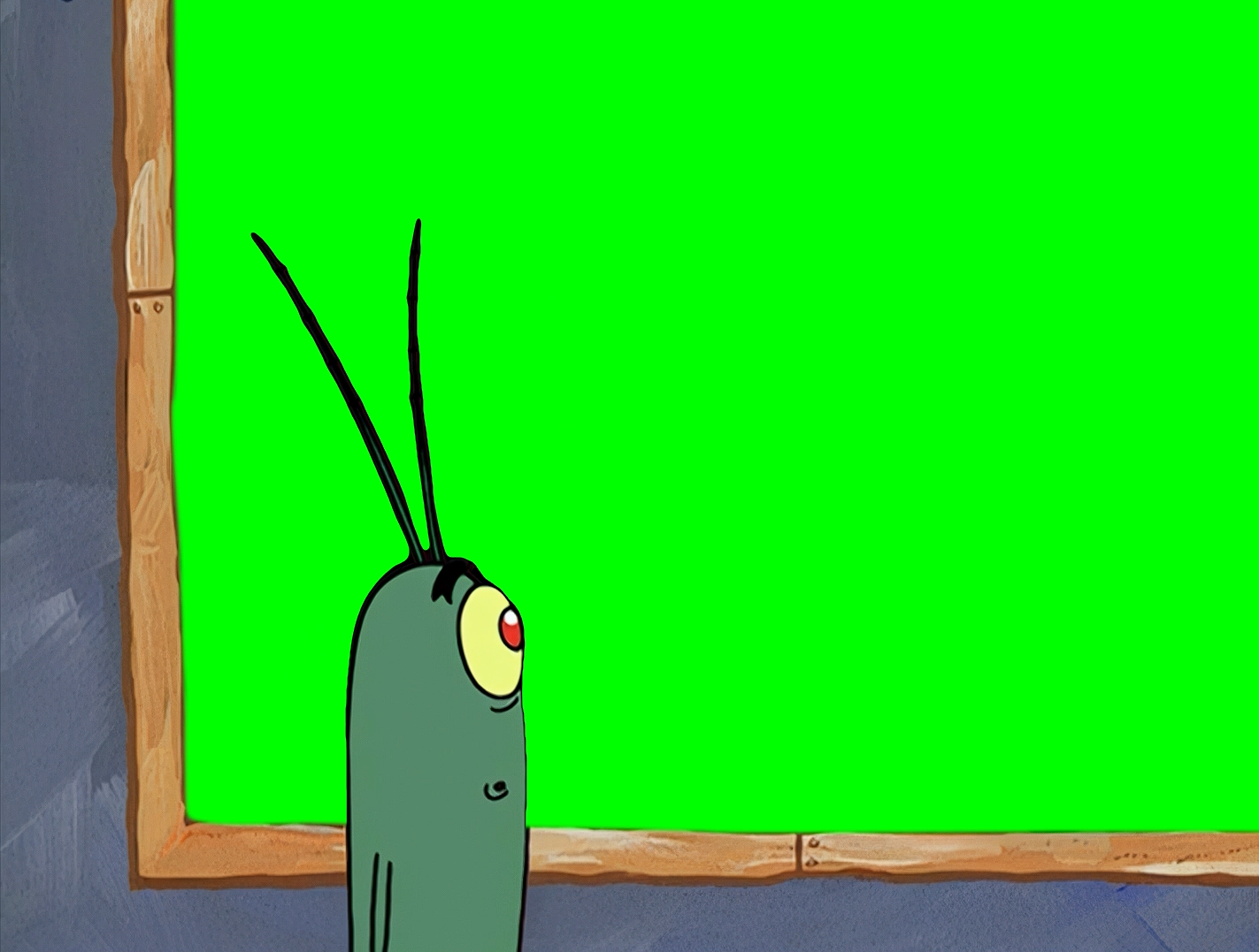 Plankton Giant TV Screen meme V2 - SpongeBob SquarePants (Green Screen)
